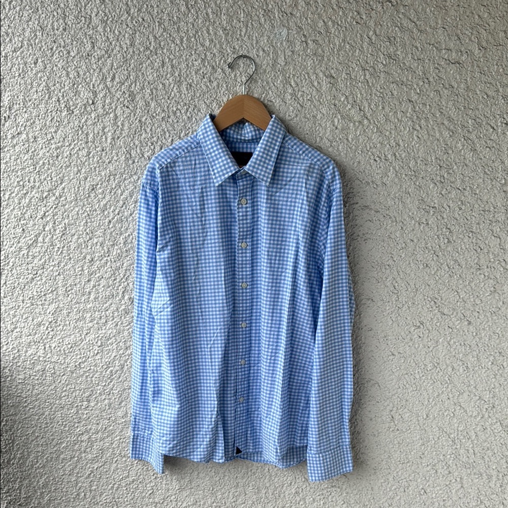 Slim Fit Blue Checkered Men's Shirt